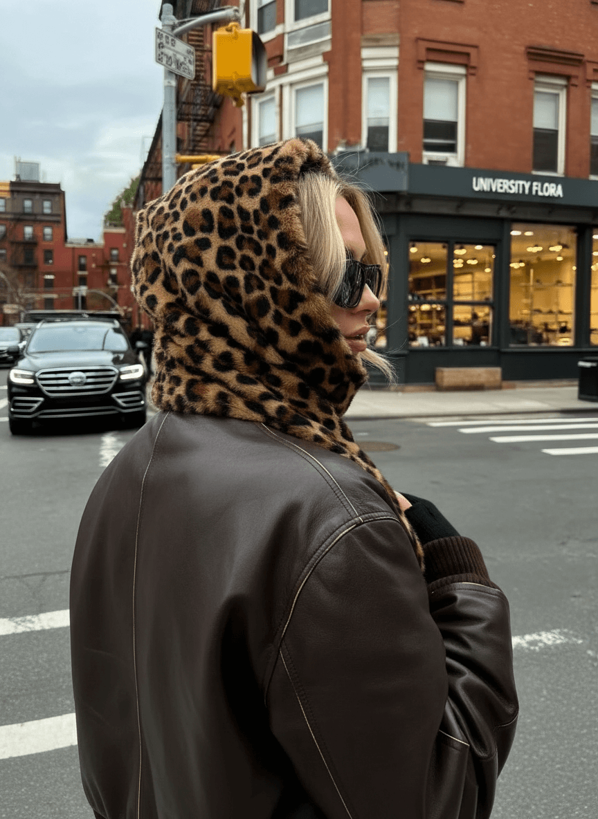 Marais Classic Leopard Hooded Scarf