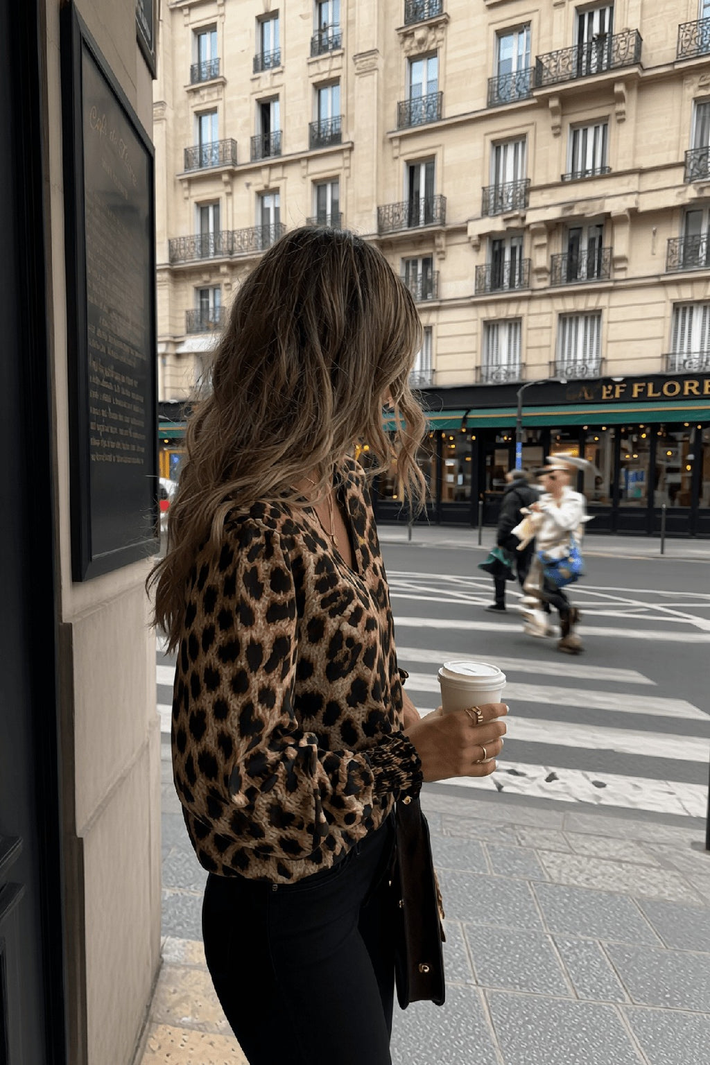 Nice leopard V-neck blouse styled for the night that earns a photograph — Amavé.