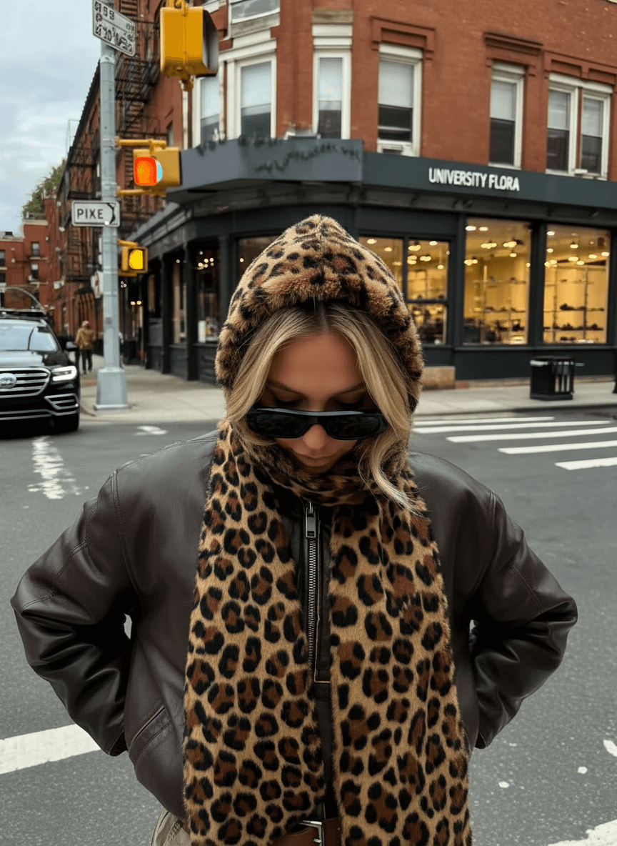 Marais Classic Leopard Hooded Scarf