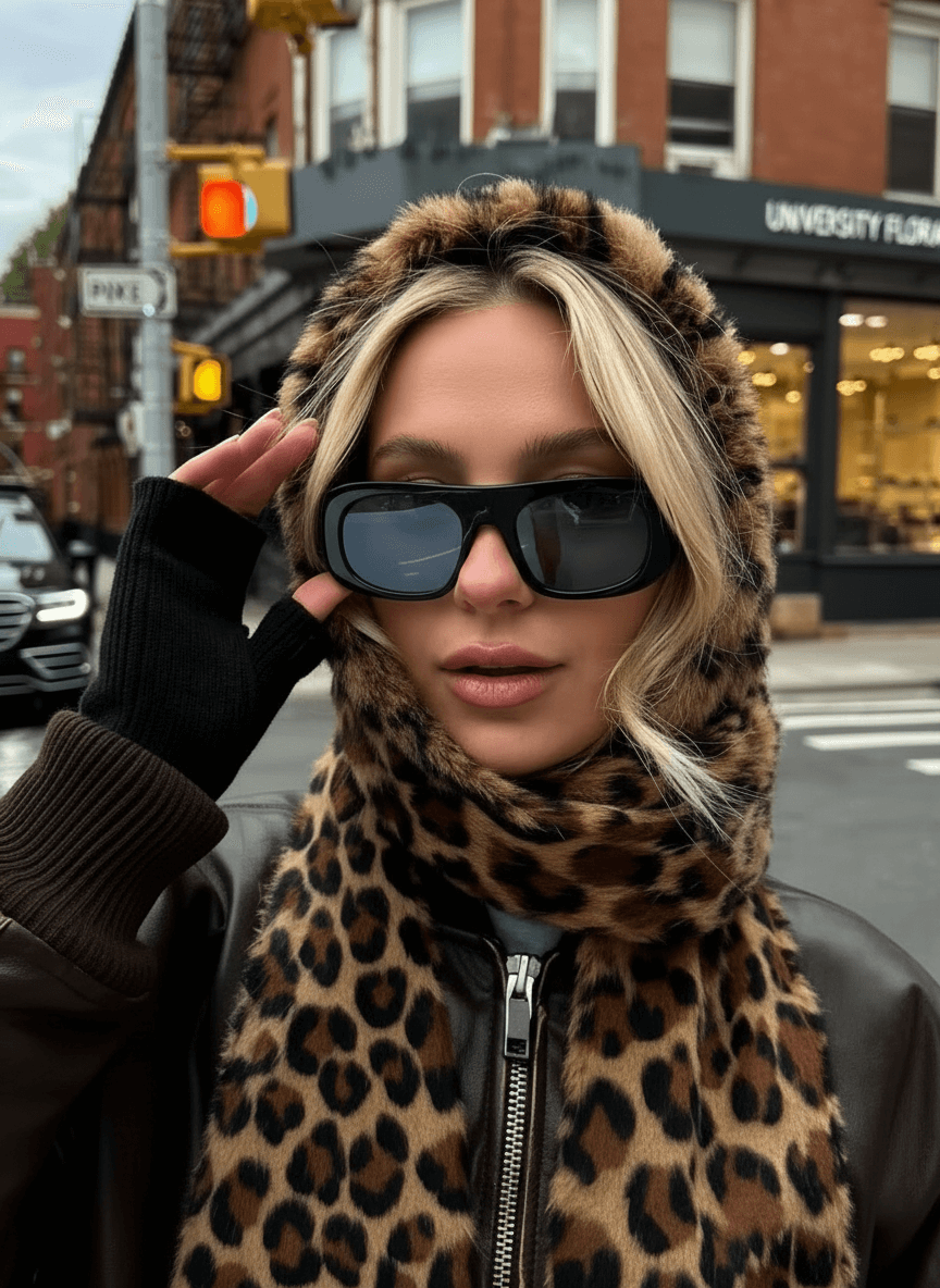 Marais Classic Leopard Hooded Scarf